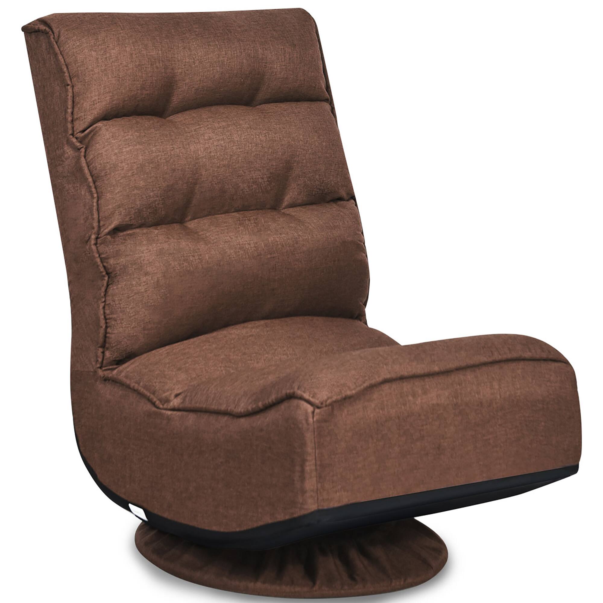 Front. Costway - Costway  6-Position Folding Lazy Sofa  Gaming Chair Fabric  360 Degree Swivel - Coffee.