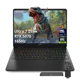 HP OMEN - 16 16" 165Hz Gaming Laptop,Intel Ultra 7 255H,32GB RAM,1TB SSD+1TB Dock Set,RTX 5070,Backlit,Win 11 Pro - Black