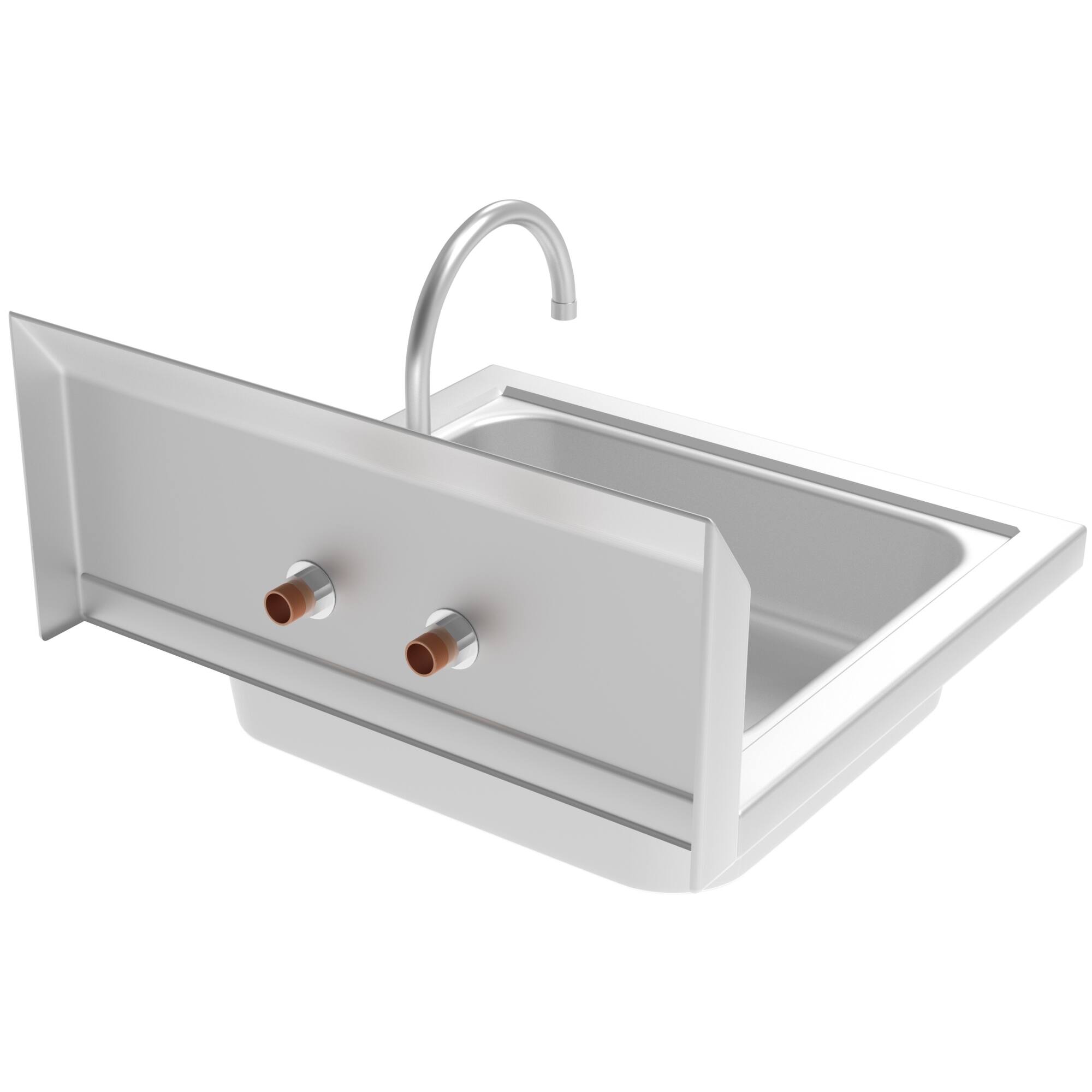 Left. Koolmore - 17 in. Stainless Steel  Hand Sink with Gooseneck Faucet, Bowl Size 14" x 10" x 5" - SH17-4GNF. - Stainless Steel.