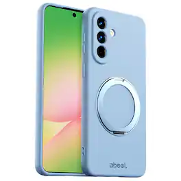 UUCOVER - For Samsung Galaxy A37 5G Case Shockproof Liquid Silicone Compatible with MagSafe Ring Holder 360° Rotating Stand Cover - Skyblue