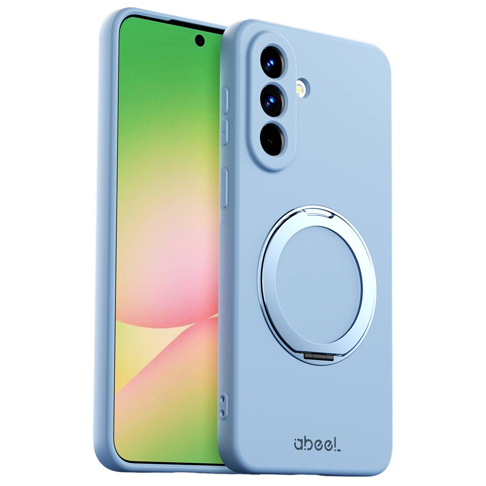 Front. UUCOVER - For Samsung Galaxy A37 5G Case Shockproof Liquid Silicone Compatible with MagSafe Ring Holder 360° Rotating Stand Cover - Skyblue.