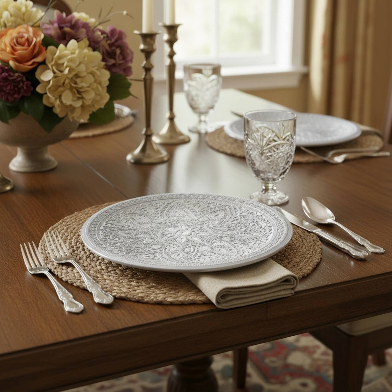 Angle. American Atelier - Divine Charger Plate - Silver 13" D - Silver.