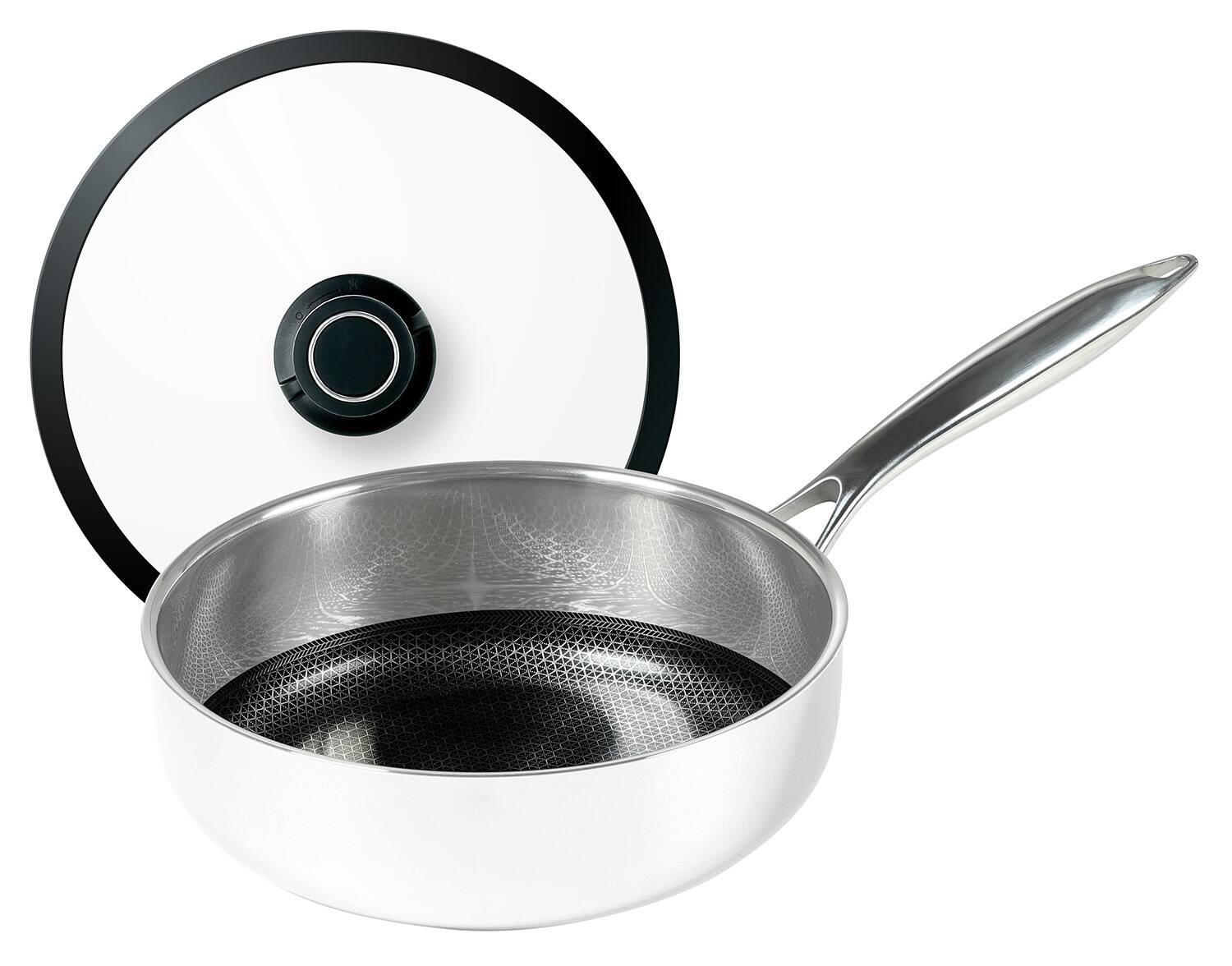 Front. Frieling - Black Cube Hybrid Quick Release 3-Quart Saute Pan w/Lid, 9.5-Inch - Silver.