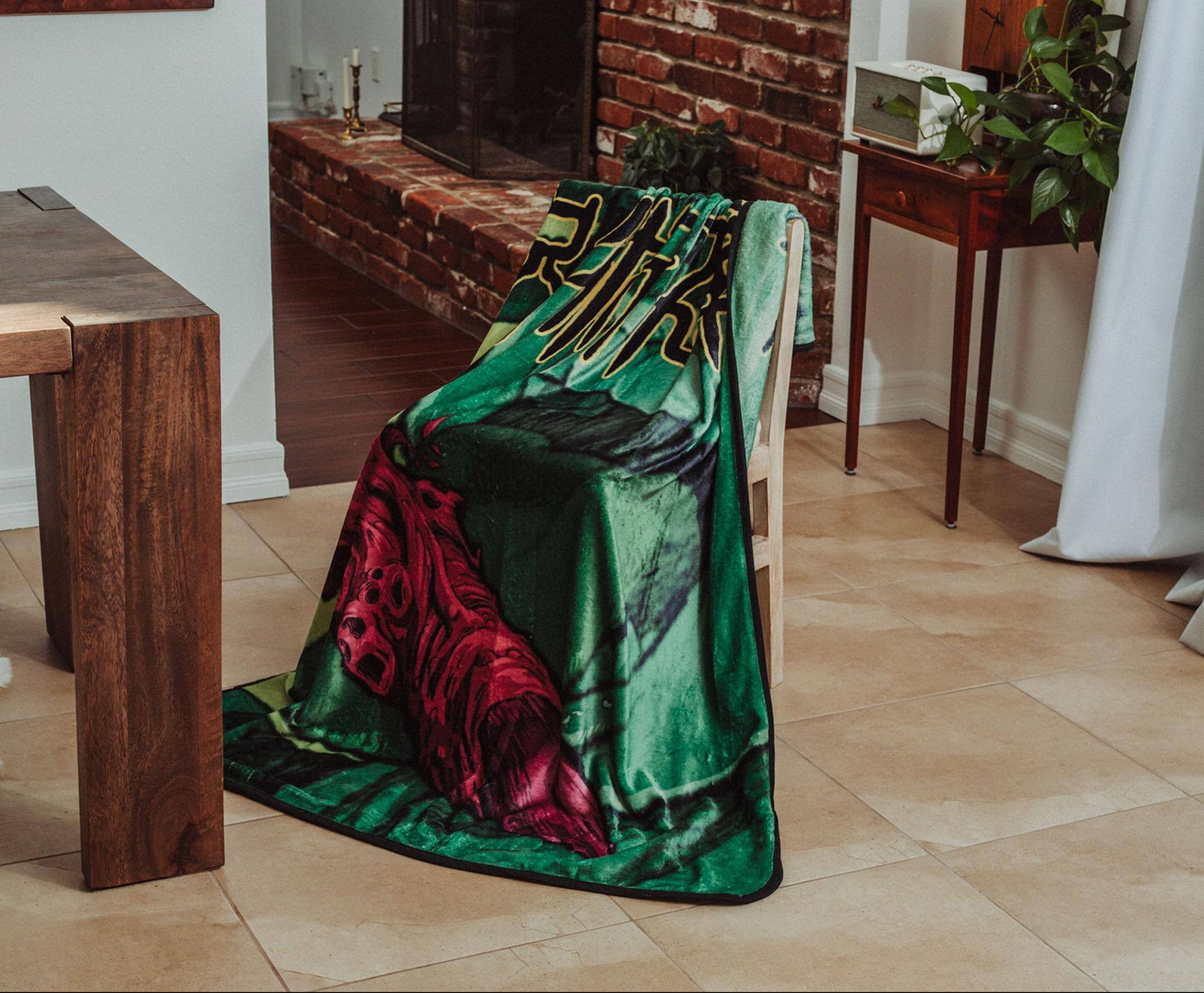 Alt View 5. Just Funky - Jujutsu Kaisen Sukuna Finger Microplush Throw Blanket | 45 x 60 Inches - Red.