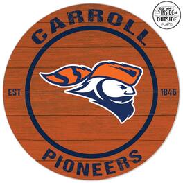 Jardine - Carroll University Pioneers 20'' x 20'' Indoor/Outdoor Weathered Circle Sign - Orange