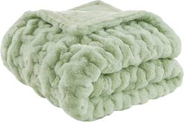 MOOSOO - Ruched Luxury Faux Fur Throw Blanket, Soft Cozy Brushed Long Faux Fur for Bed, Couch or Sofa, 50"x60" - Green