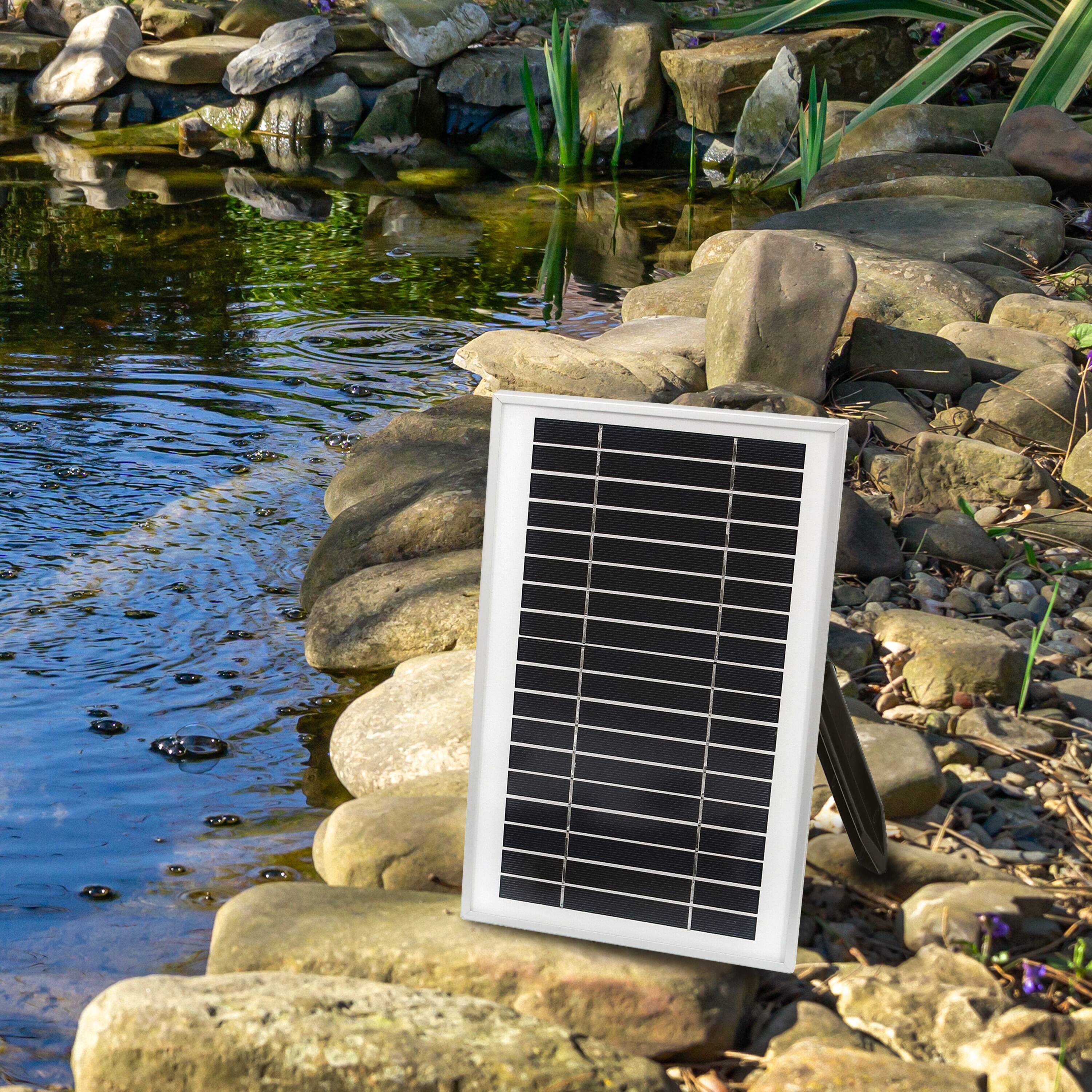 Alt View 2. Sunnydaze - 105 GPH Solar Pump and Panel Kit with Battery Pack - 55 in Lift - Black.