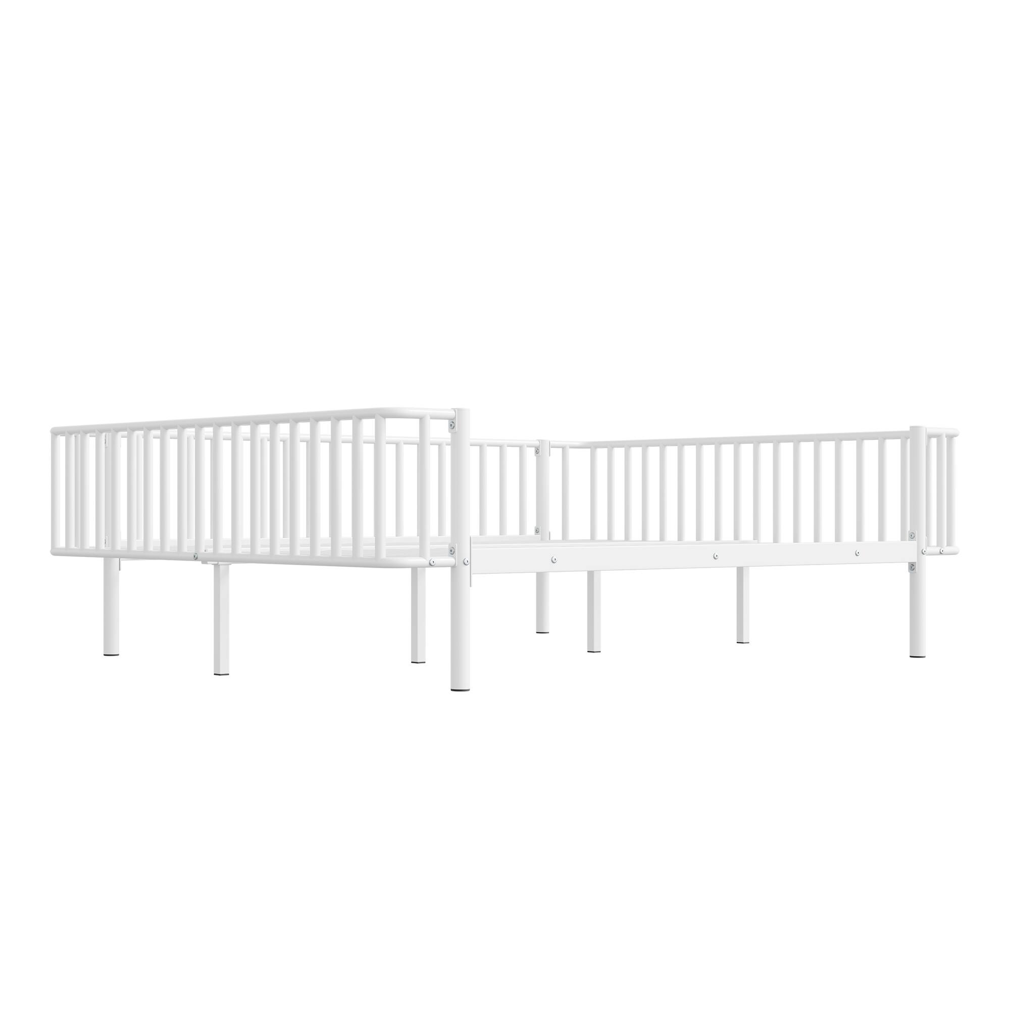 Alt View 1. Whisen - Metal Daybed Frame,Heavy-Duty Steel Platform Bed with Slat Support - White.