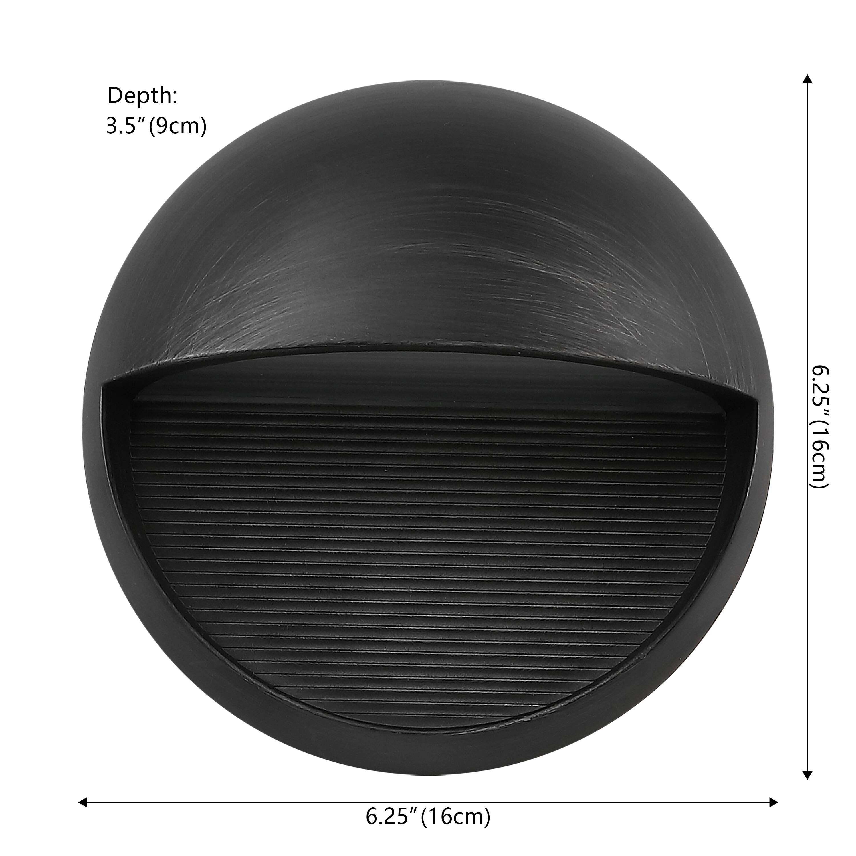 Depth: 3.5" (9cm)  
6.25" (16cm)  
6.25" (16cm)