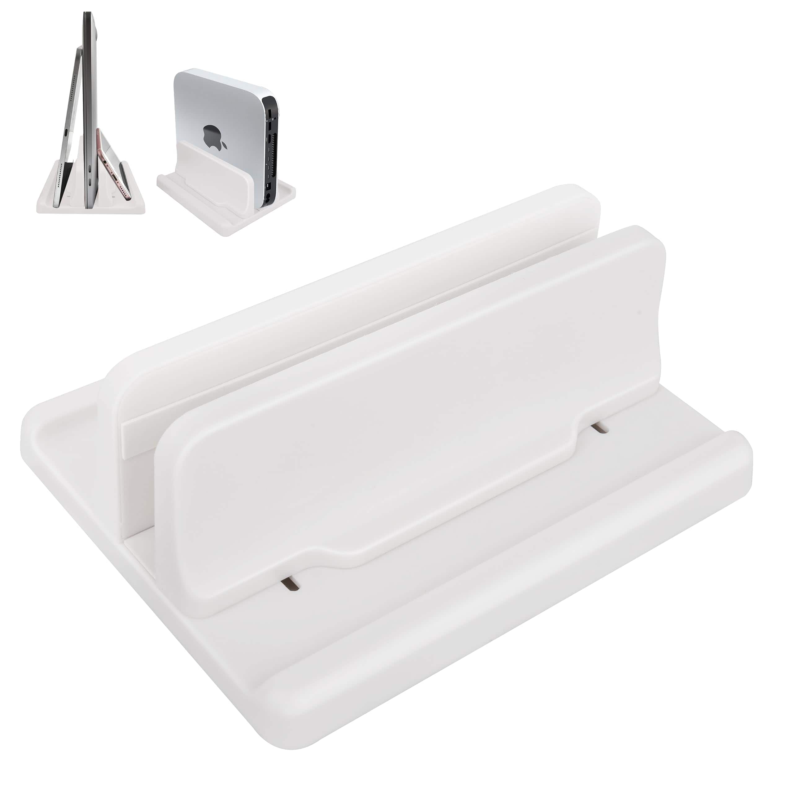 HongFei - Vertical Laptop Stand [New Version: Two More Rubber Pads & Hex Key Storable Design] ABS Plastic Adjustable Dock - Off-white