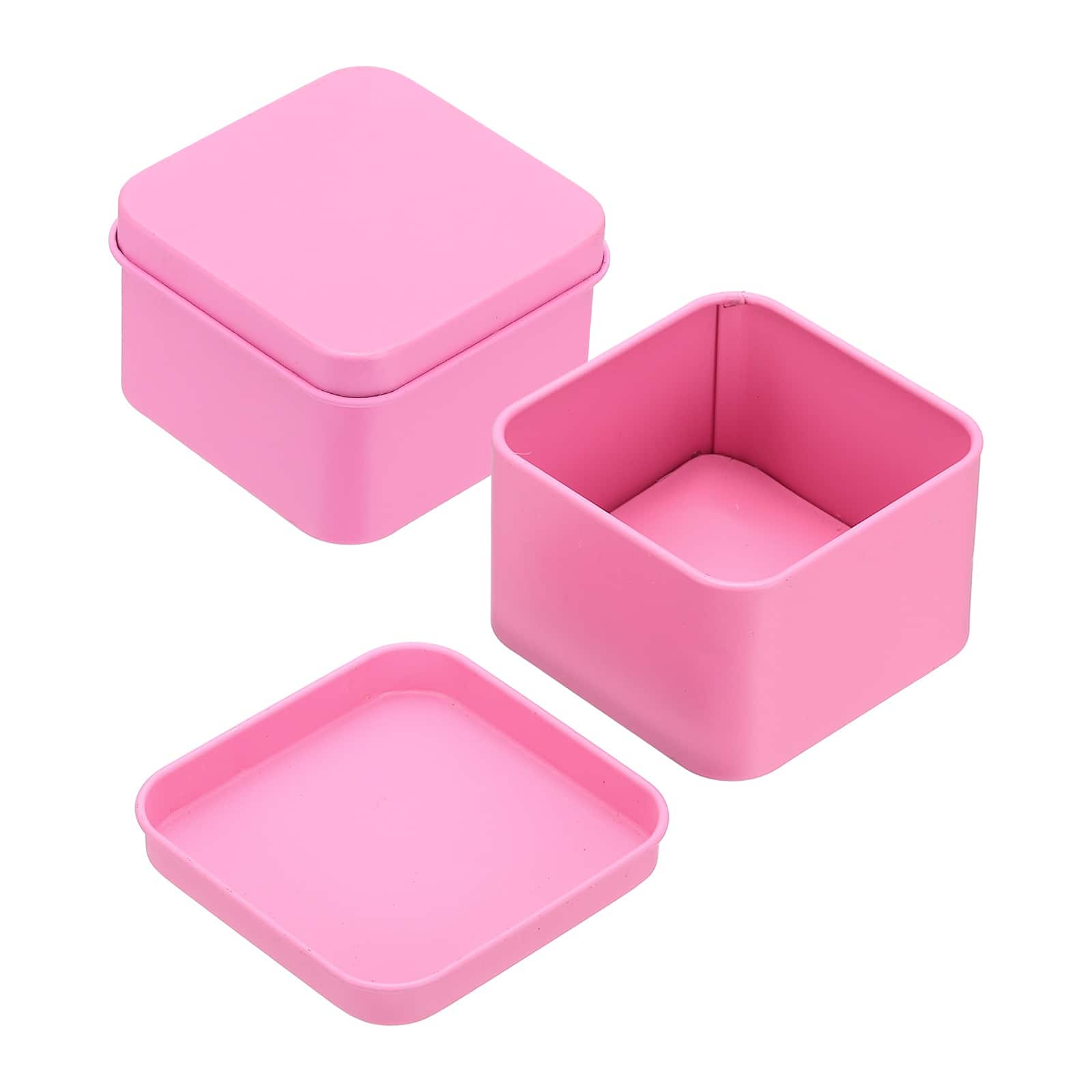 "Unique Bargains - 2pcs Metal Tin Box, 2.4x1.5"" Square Tinplate Lid, Portable Storage Candy Jars for Valentine's Day, Candle Jewelry - Pink" price history on PriceWatchPro