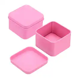 Unique Bargains - 2pcs Metal Tin Box, 2.4x1.5" Square Tinplate Lid, Portable Storage Candy Jars for Valentine's Day, Candle Jewelry - Pink