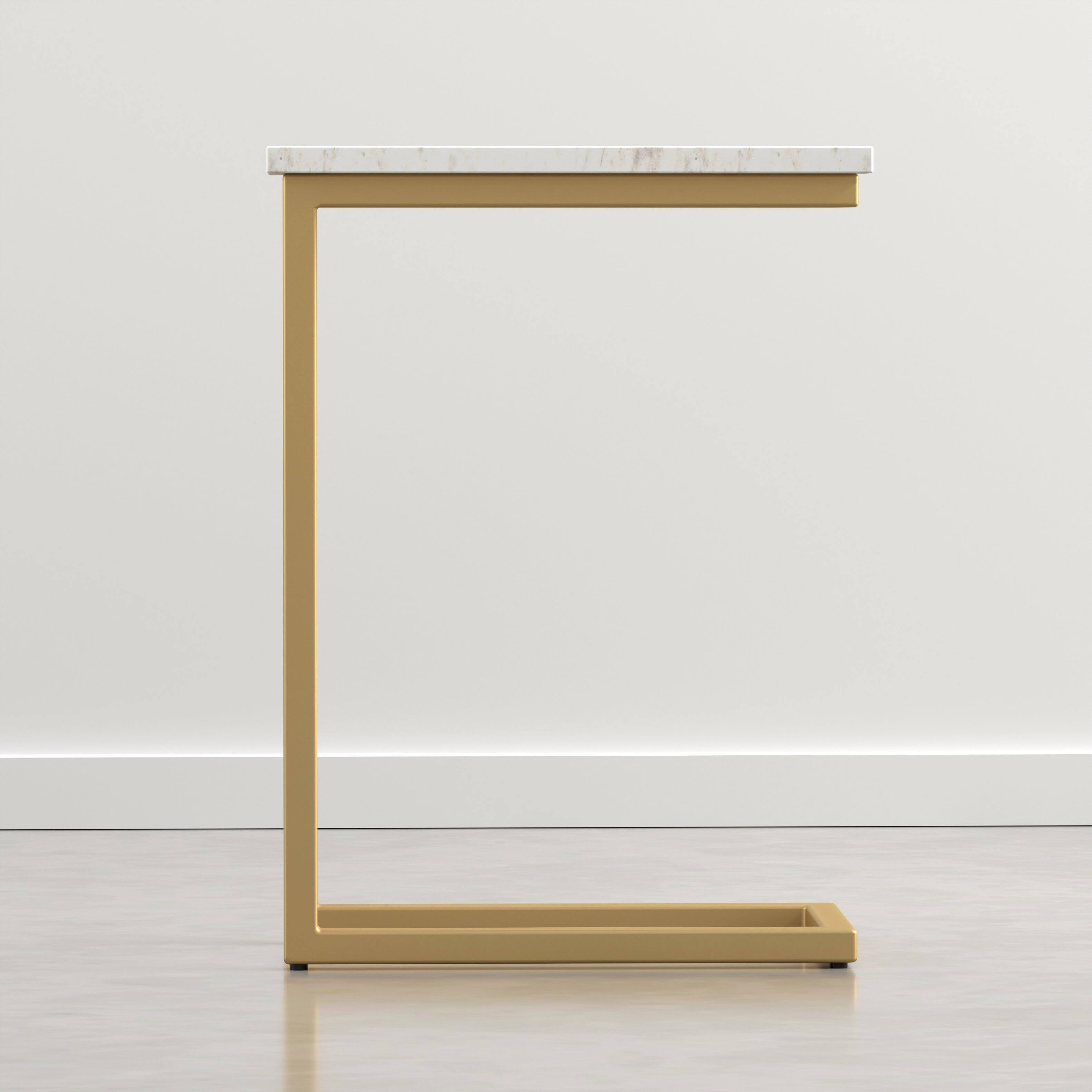 Back. Simpli Home - Skyler 18 inch Wide Metal C Side Table with White Marble Top, Satin Gold - White Marble/Satin Gold.