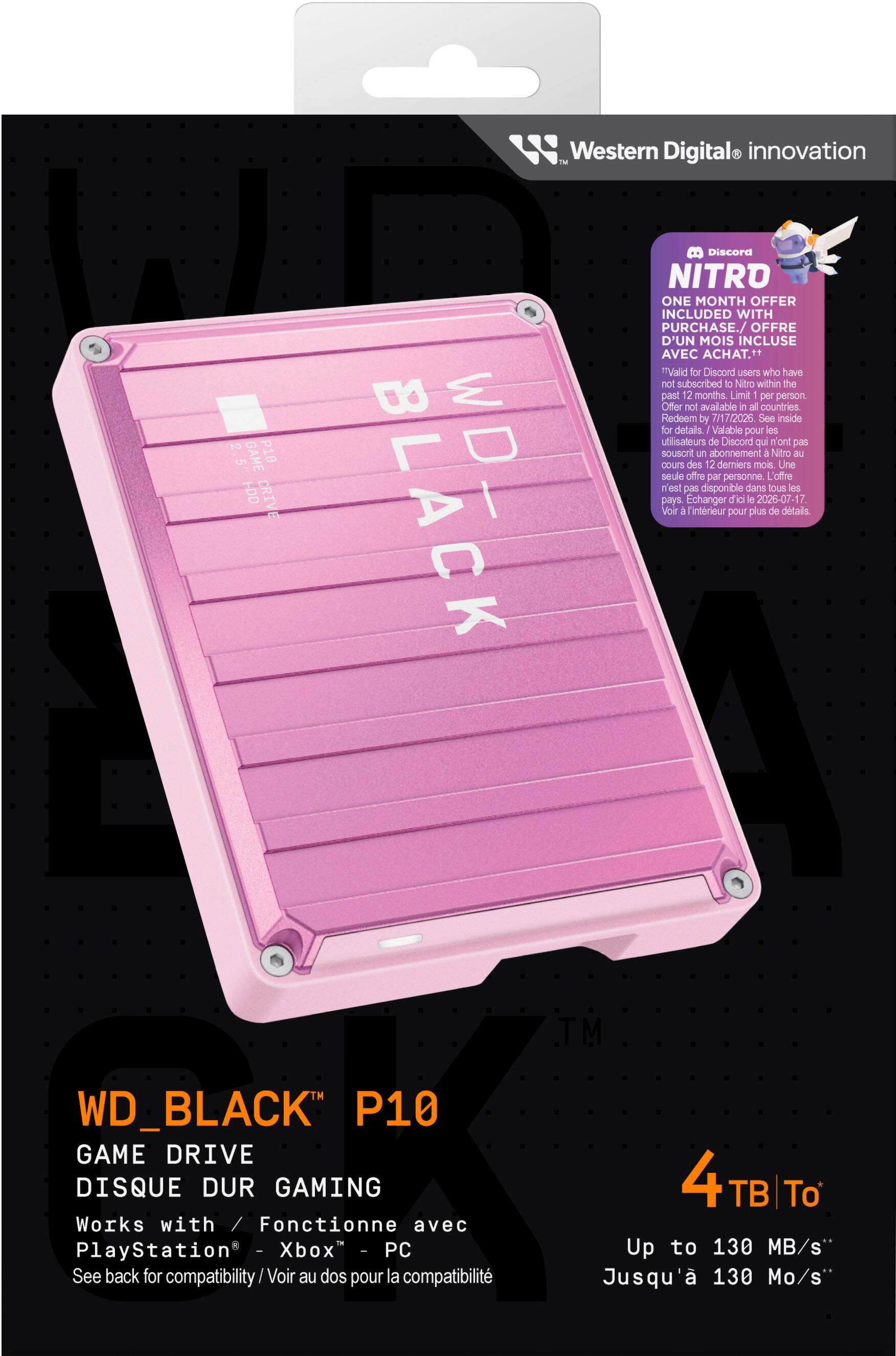 WD Black P10 Game Drive 4TB Gaming External Hard Drive - Compatible with PlayStation, Xbox, PC - Up to 130 MB/s