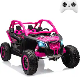 Electrodes Masters - CAN-AM Licensed 2-Seater Ride-on Car, 24v Kids UTV with 4 * 200w Motors & Dual Batteries, All-Terrain Tires for - Deep Pink
