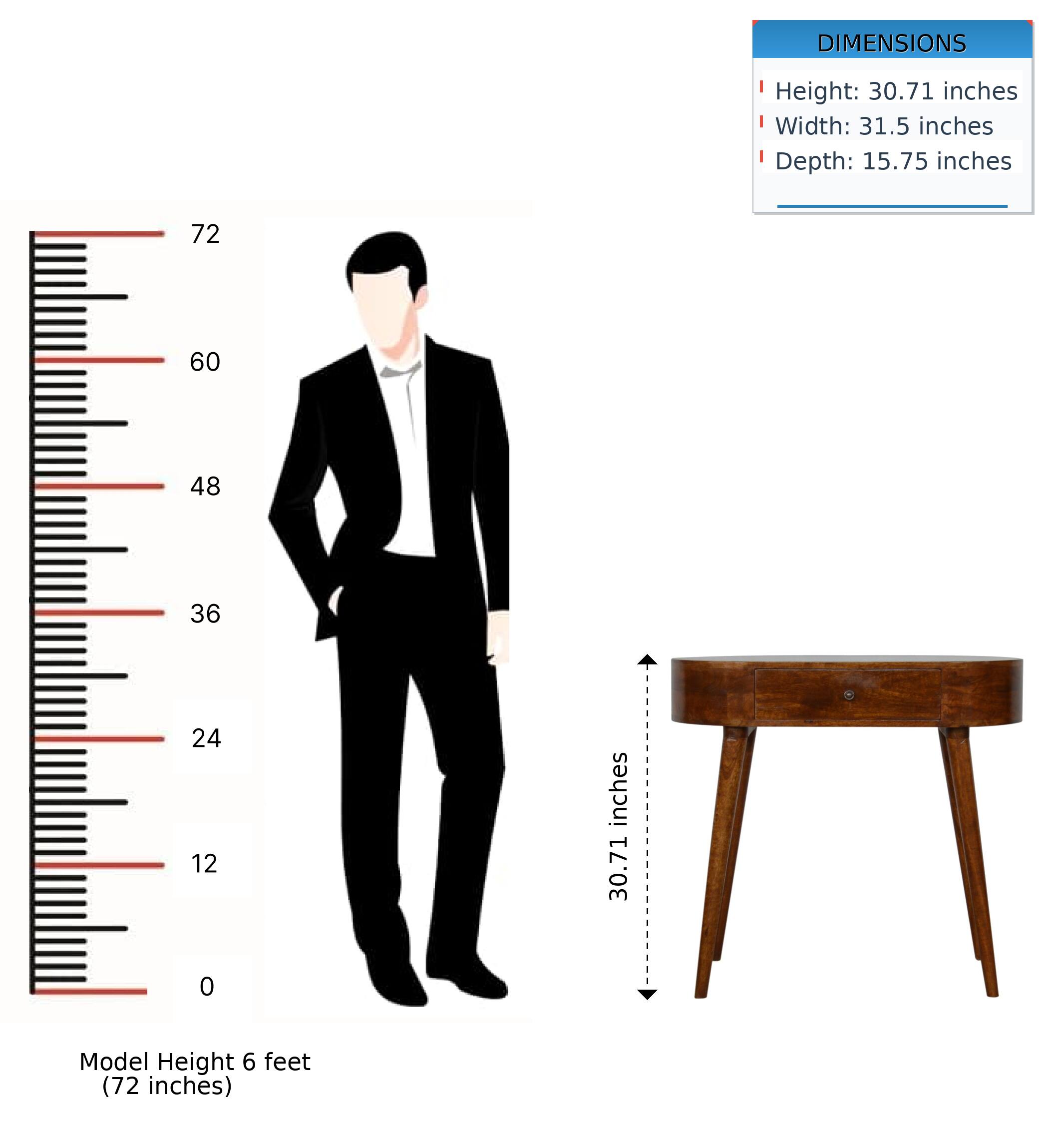 DIMENSIONS  
Height: 30.71 inches  
Width: 31.5 inches  
Depth: 15.75 inches  

72  
60  
48  
36  
24  
12  
0  

Model Height 6 feet (72 inches)