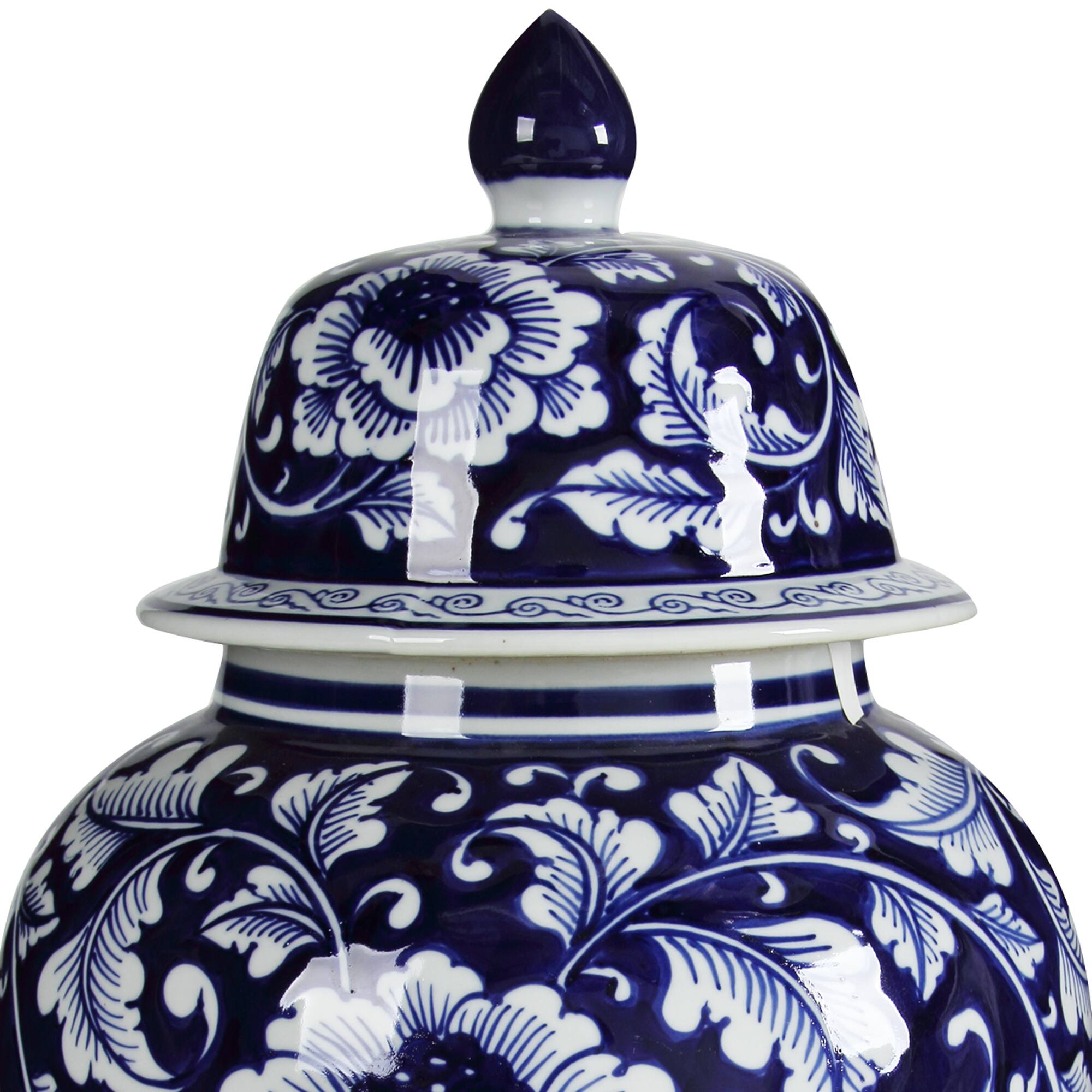 Alt View 1. Manhattan Lane - Kipp Bold Floral Impressive Jar with Lid - Blue & White.