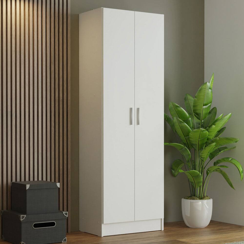 Madesa - Wardrobe Storage Cabinet with 2 Doors and 5 Utility Shelves 23"L - White