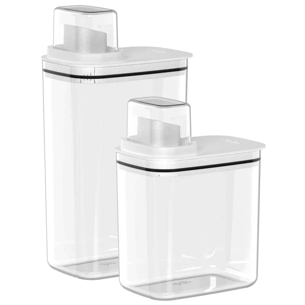 OU - Laundry Detergent Dispenser w Measuring Cap 50oz & 77oz, Liquid Laundry Soap Dispenser Organizer - Clear
