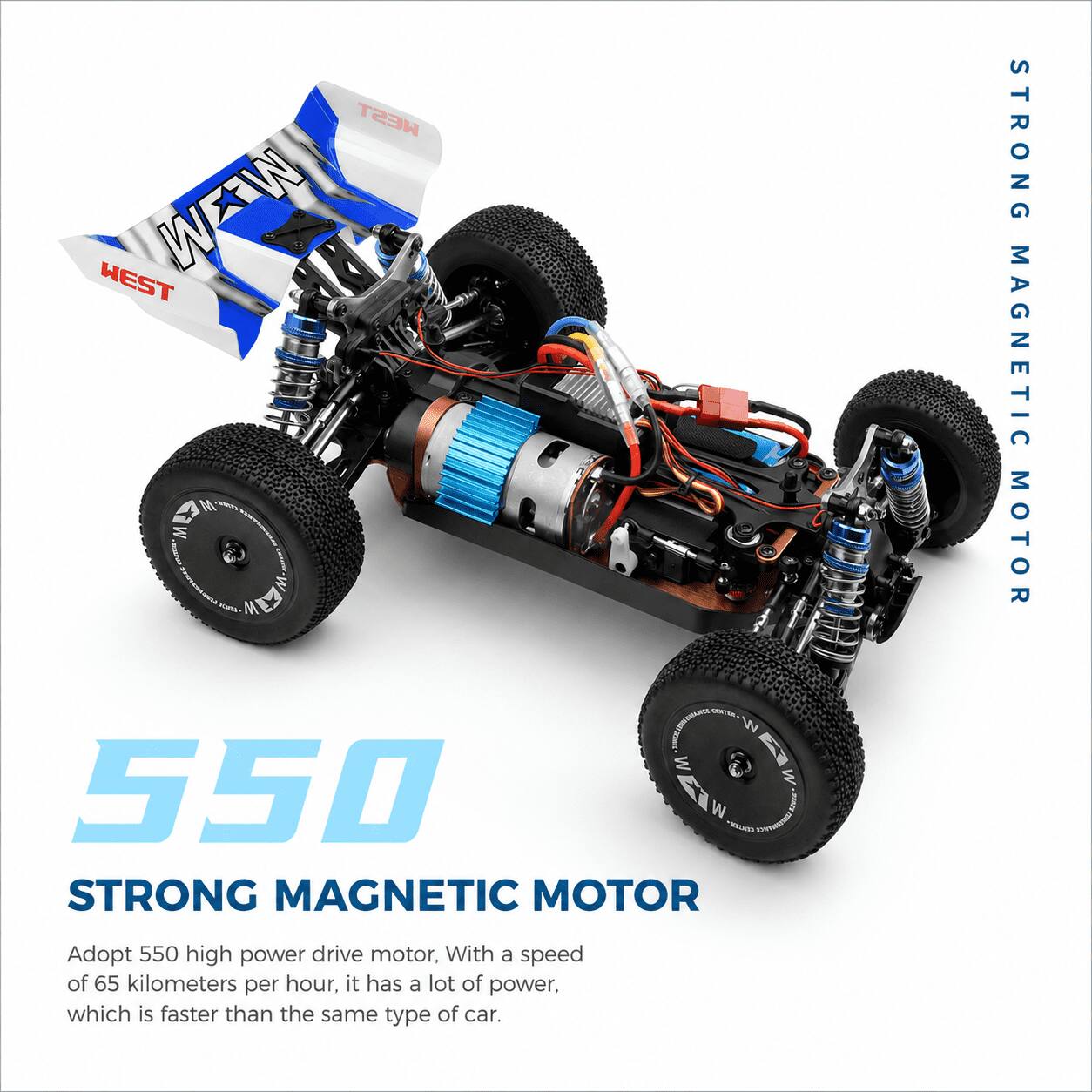 WEST WEST MesM AUNIMESHIANCE CENTER W W 550 COLLER STORESSEUSS STRONG MAGNETIC MOTOR

STRONG MAGNETIC MOTOR
Adopt 550 high power drive motor, With a speed of 65 kilometers per hour, it has a lot of power, which is faster than the same type of car.