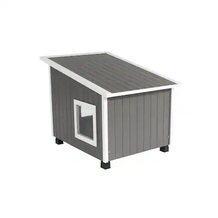 Front. New Age Pet - New Age Pet ECOFLEX Outdoor Cat House, XL - Grey.