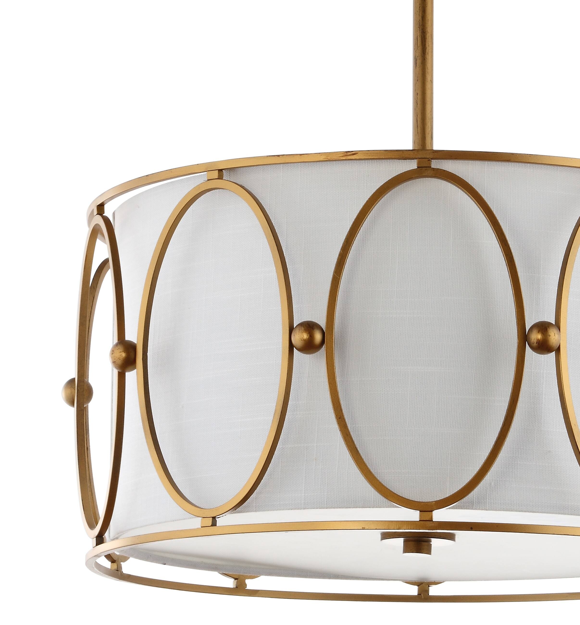 Alt View 3. Jonathan Y - Violetta 3-Light 19" Metal LED Pendant, Gold/White - Gold.