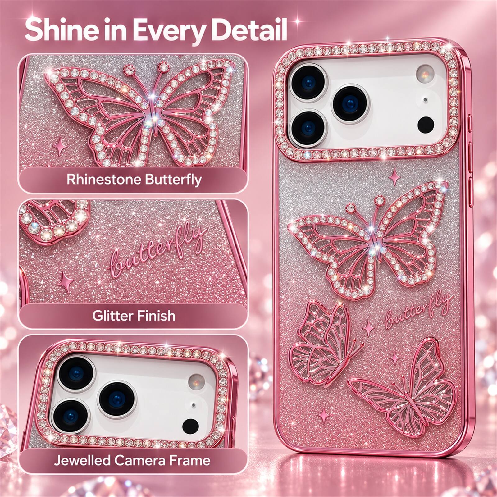 Dteck Bling Glitter Paper Diamond 2 in 1 Case For Apple iPhone 18 Pro ...