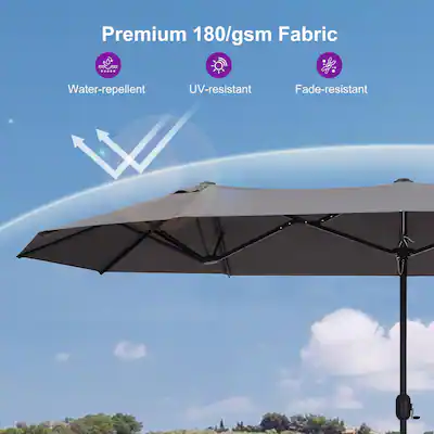 14 ft patio umbrella PURPLE LEAF 14ft Market with Base Double-Sided Rectangle Outdoor Table Sun Umbrellas with Crank 12 Heavy Duty Sturdy Ribs for Pool Beach Deck Backyard Cream : Patio, Lawn The integrated solar PURPLE LEAF 14 ft. Patio