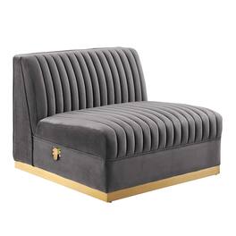 Sanguine Channel Tufted Performance Velvet Modular Sectional Sofa Armless Chair by Modway - Gray