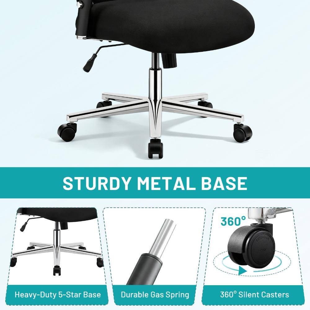 STURDY METAL BASE

Heavy-Duty 5-Star Base

Durable Gas Spring

360° Silent Casters