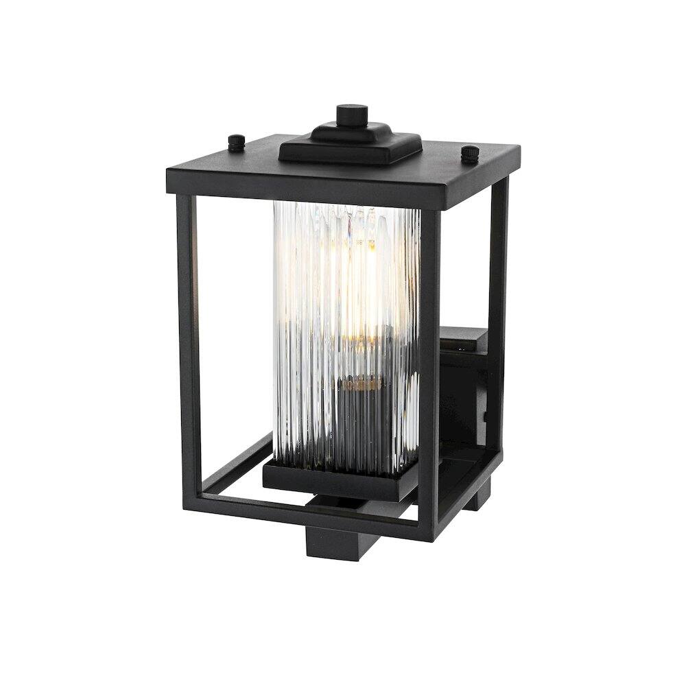 Angle. Elegant Lighting - Dover 7 inch Outdoor Pendant in Black - Black.