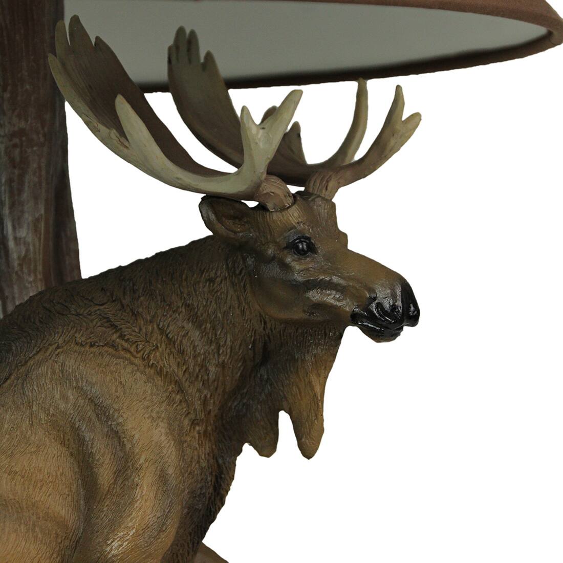 Alt View 2. Zeckos - North American Bull Moose Table Lamp w/ Shade - Brown.