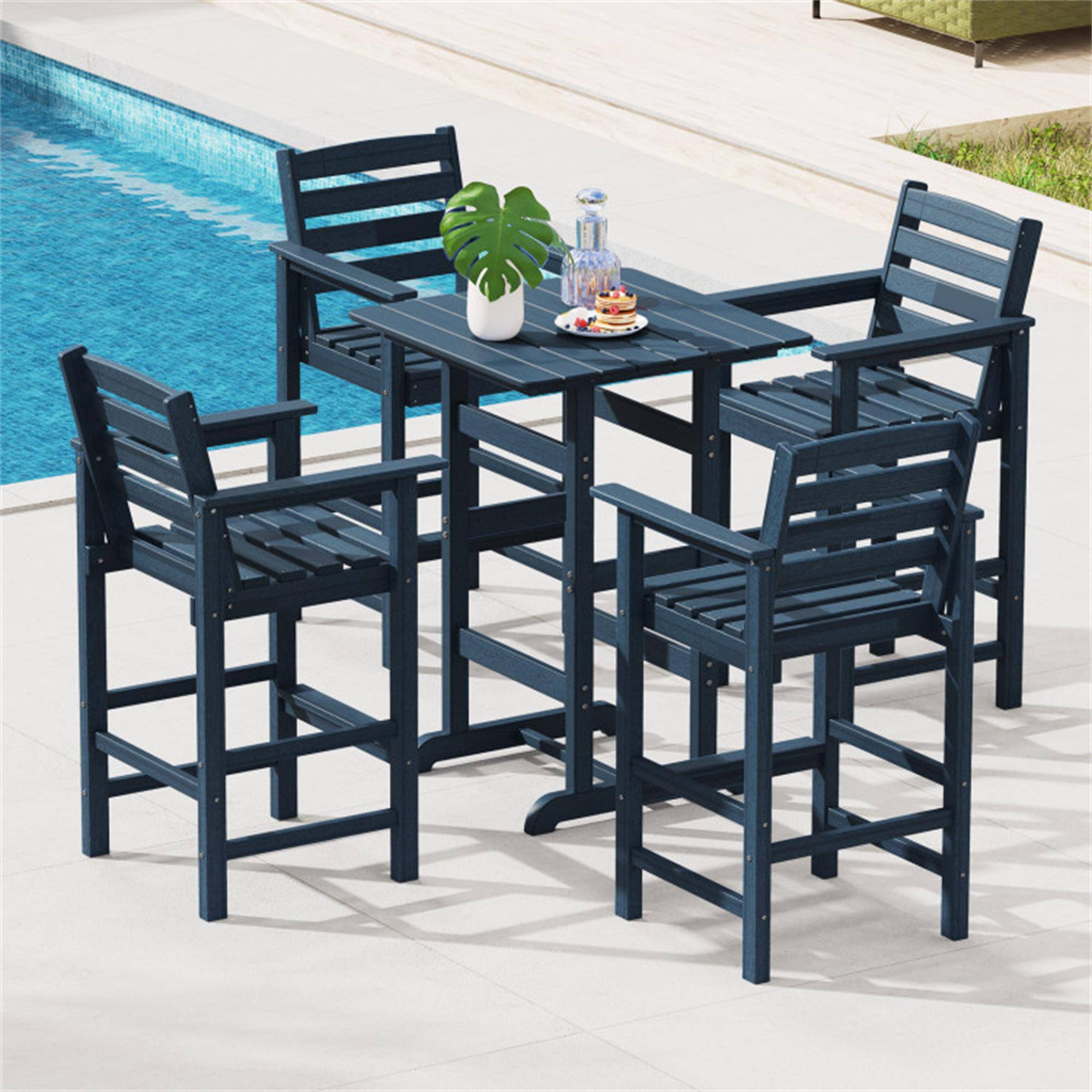 Alt View 5. Boyel Living - Navy Blue 30 Inch Square Bar Table for Outdoor Patio Use - Navy.