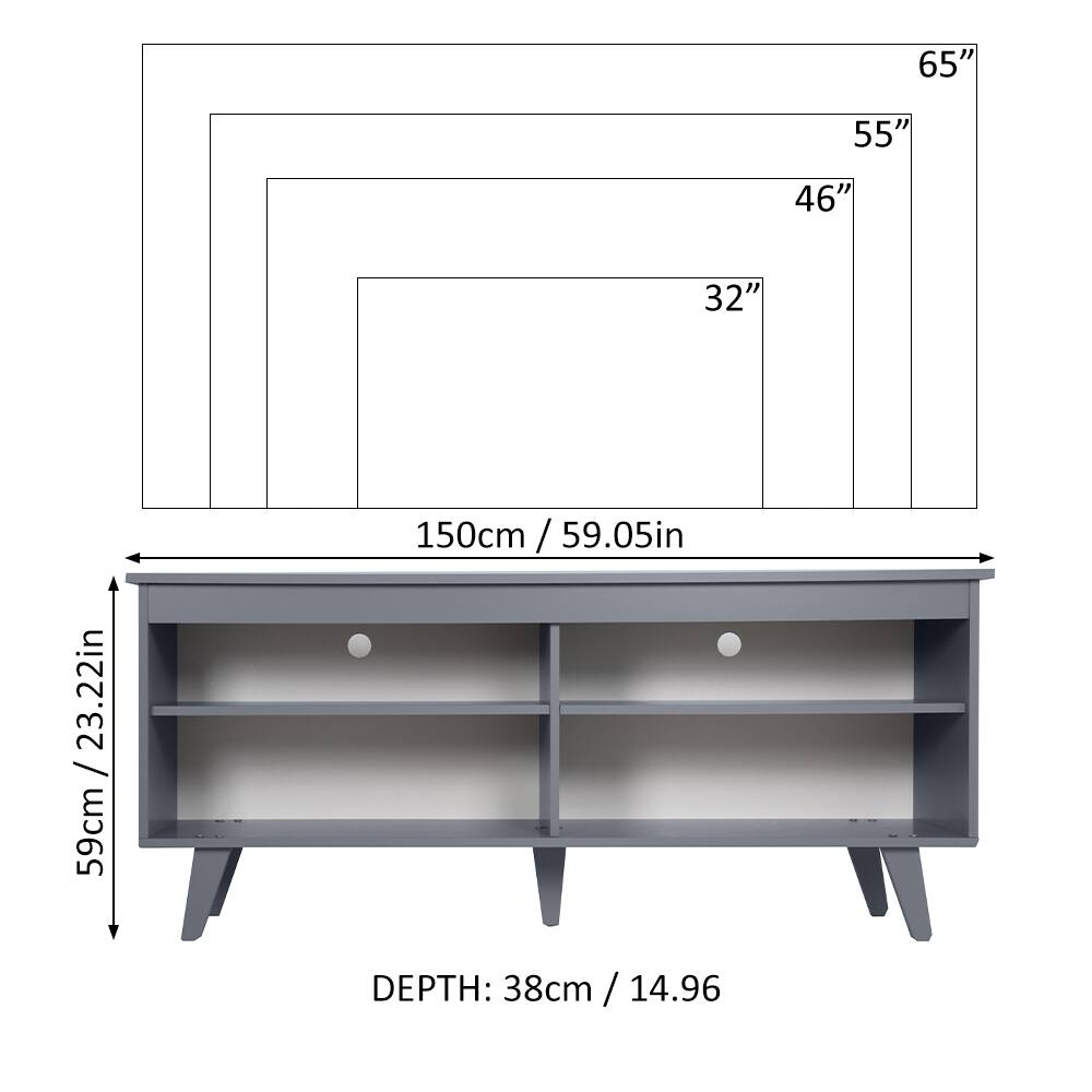 - 65"
- 55"
- 46"
- 32"
- 150cm / 59.05in
- 59cm / 23.22in
- DEPTH: 38cm / 14.96