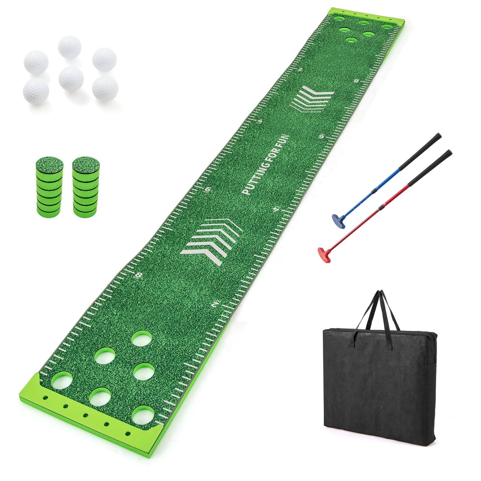 Alt View 9. Gymax - Gymax Golf Game Set 11 FT Putting Green Mat w/ 2 Adjustable Putters 6 Balls - Green.