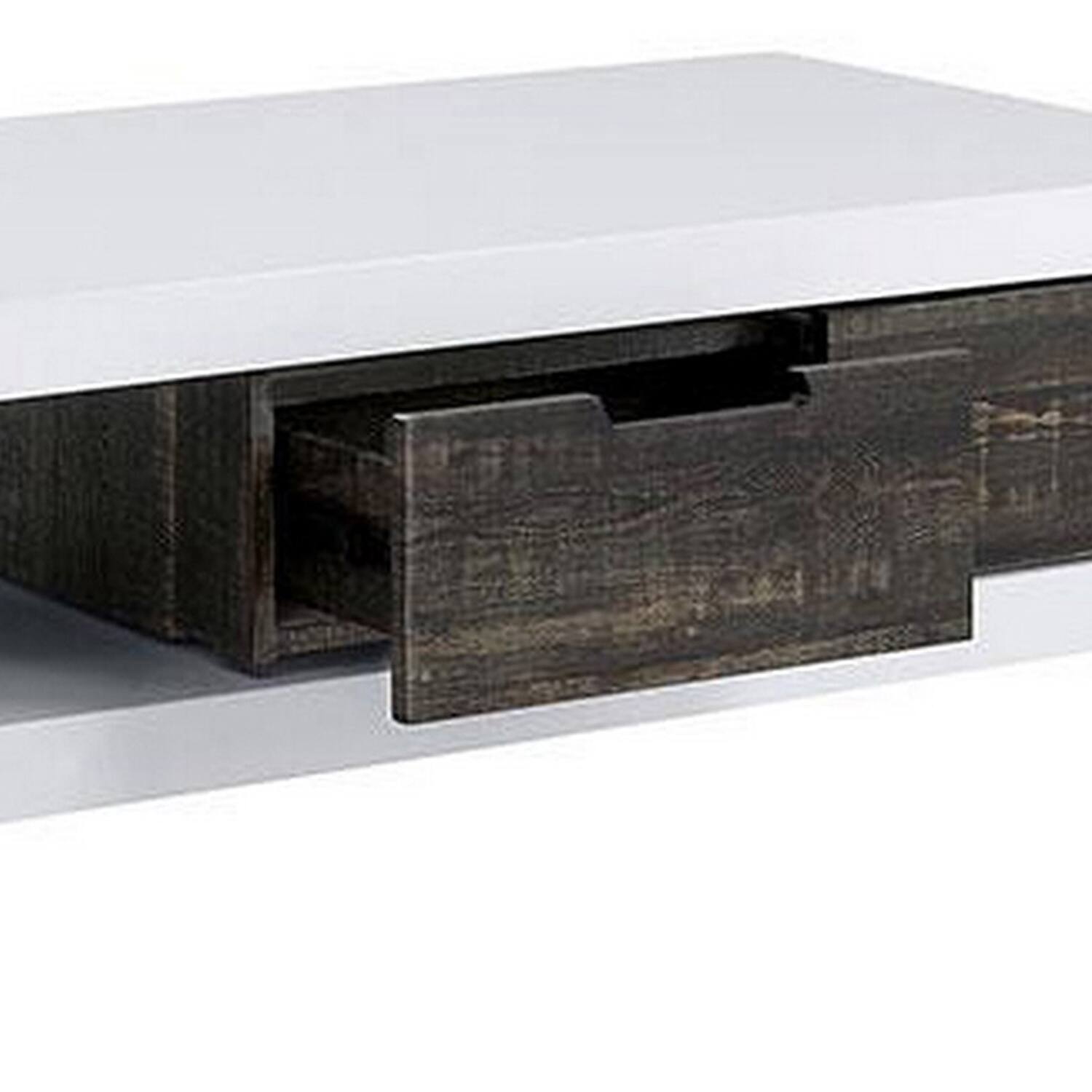 Alt View 2. Manhattan Lane - Two Tone Coffee Table with Open Shelf, White and Brown - White, Brown.