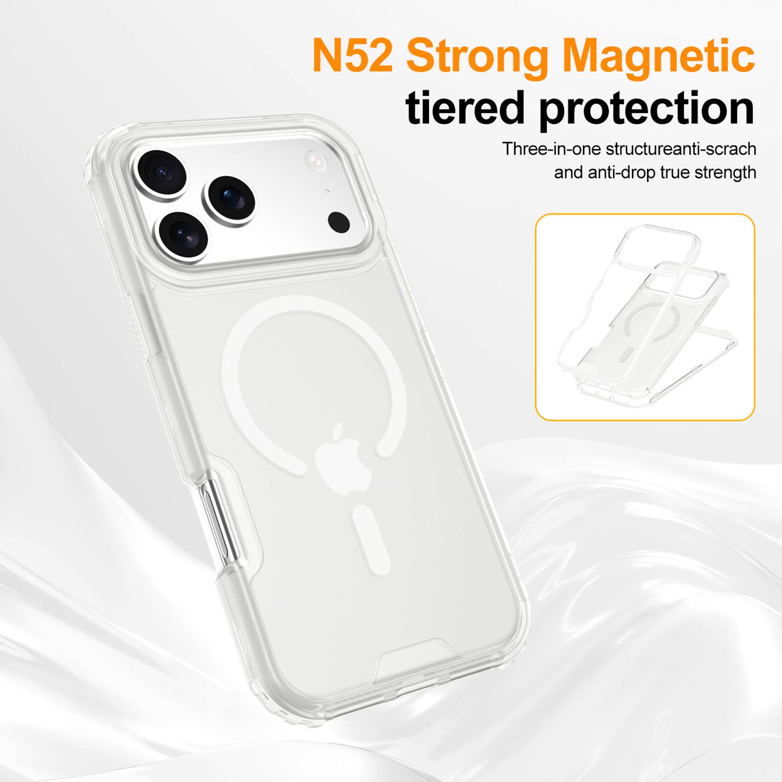 N52 Strong Magnetic tiered protection  
Three-in-one structure anti-scratch and anti-drop true strength