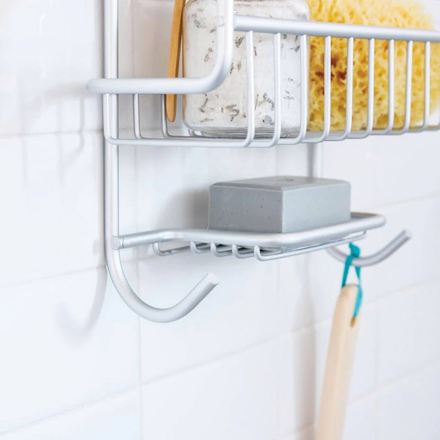 Left. Better Houseware - Better Houseware 886.5 Rustproof Extra-large Shower Caddy (metallic) - metallic.