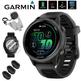 Garmin - Forerunner 570 42mm GPS Smartwatch, Aluminum & Black Band + Accessories Bundle - Slate Gray Aluminum - (2025)