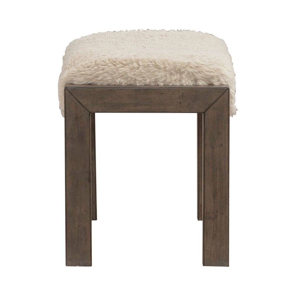 Angle. Liberty Furniture Industries - Broadmore Upholstered Console Stool - Faux Sheepskin - Cobblestone Brown - Cobblestone Brown.