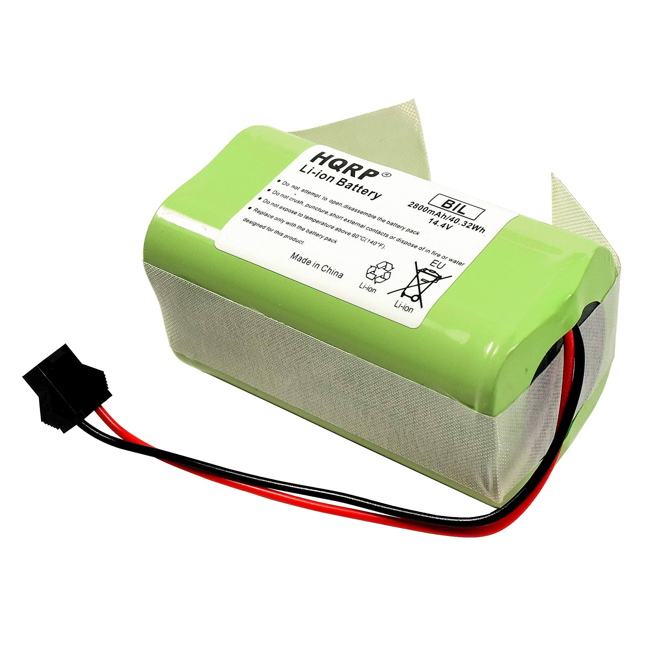 HQRP Li-ion Battery  
2800mAh/40.32Wh  
14.4V  
Made in China  

Do not attempt to open, disassemble the battery pack  
Do not crush, puncture or dispose of in fire or water  
Do not expose to temperatures above 60°C (140°F)  
Replace only with the battery pack designed for this product  

BIL  
Li-ion  
EU