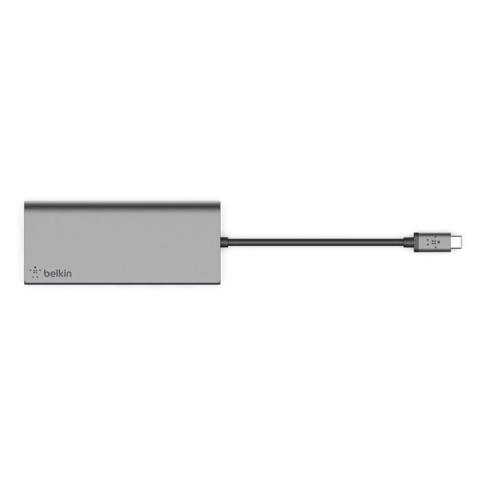 Back. Belkin - 4-Port USB Type-C Hub with Gigabit Ethernet Adapter - Gray.