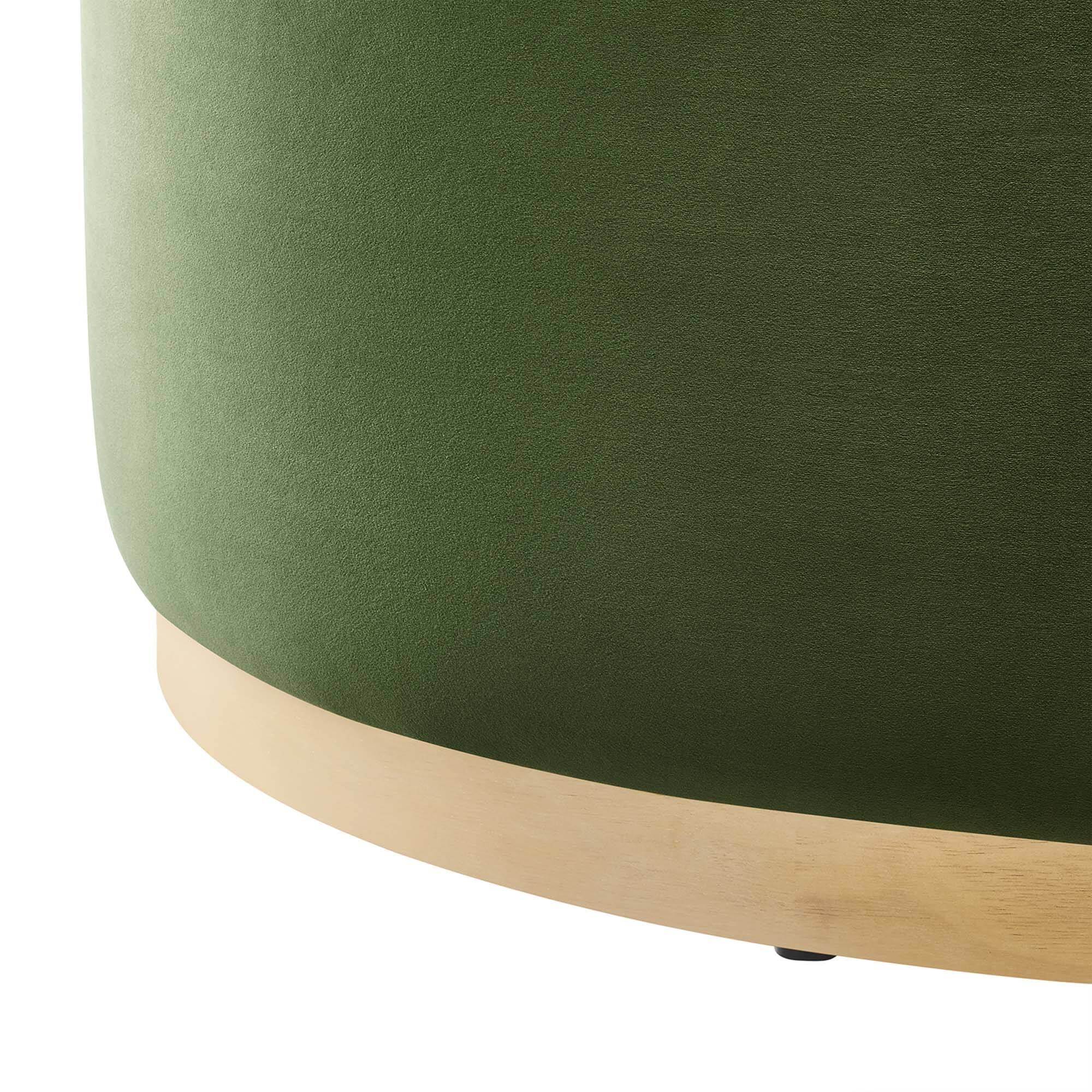 Alt View 3. Modway - Tilden Large 38" Round Performance Velvet Upholstered Ottoman by Modway - Moss Green Natural.