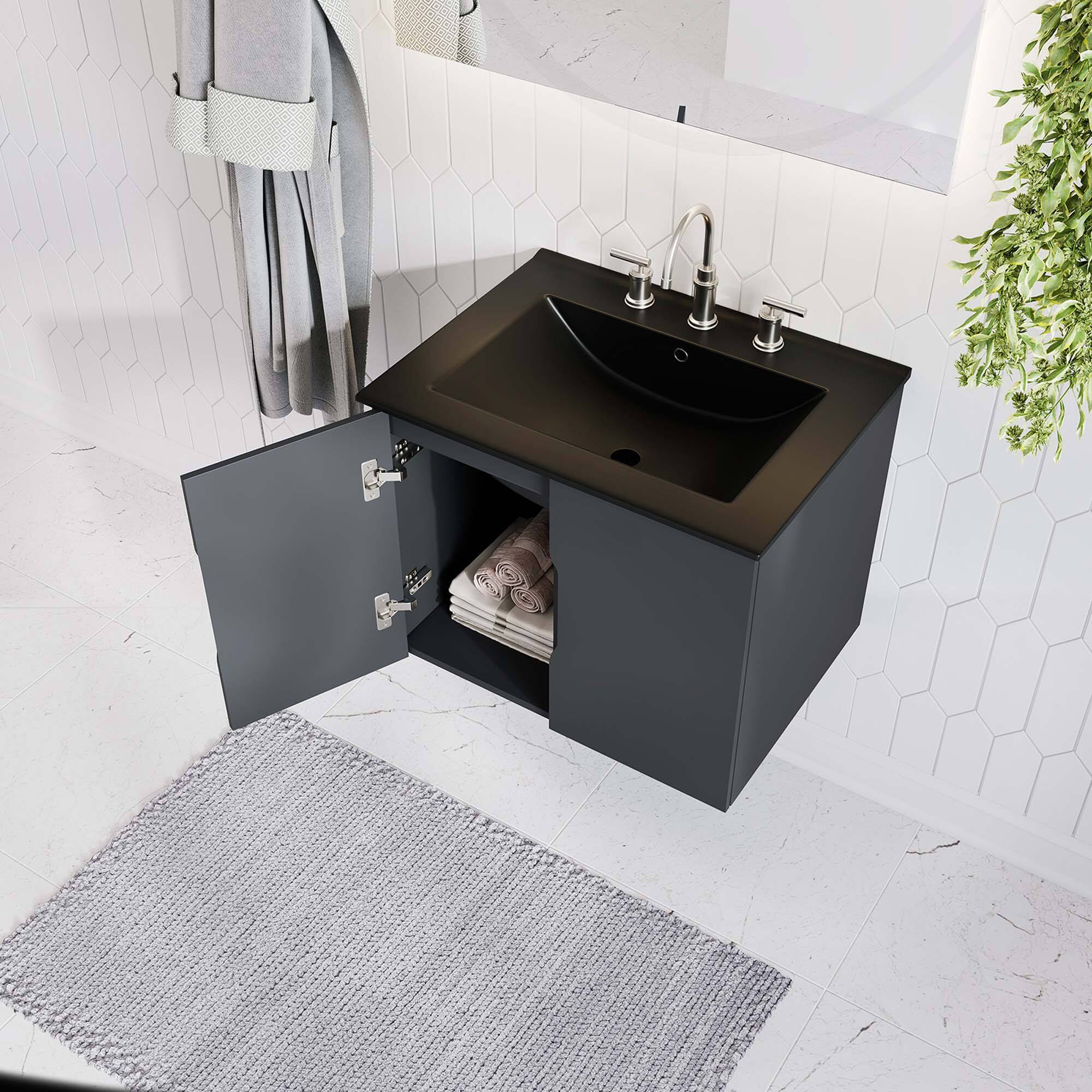 Back. Modway - Vitality Bathroom Vanity Basin Included by Modway - Gray Black.