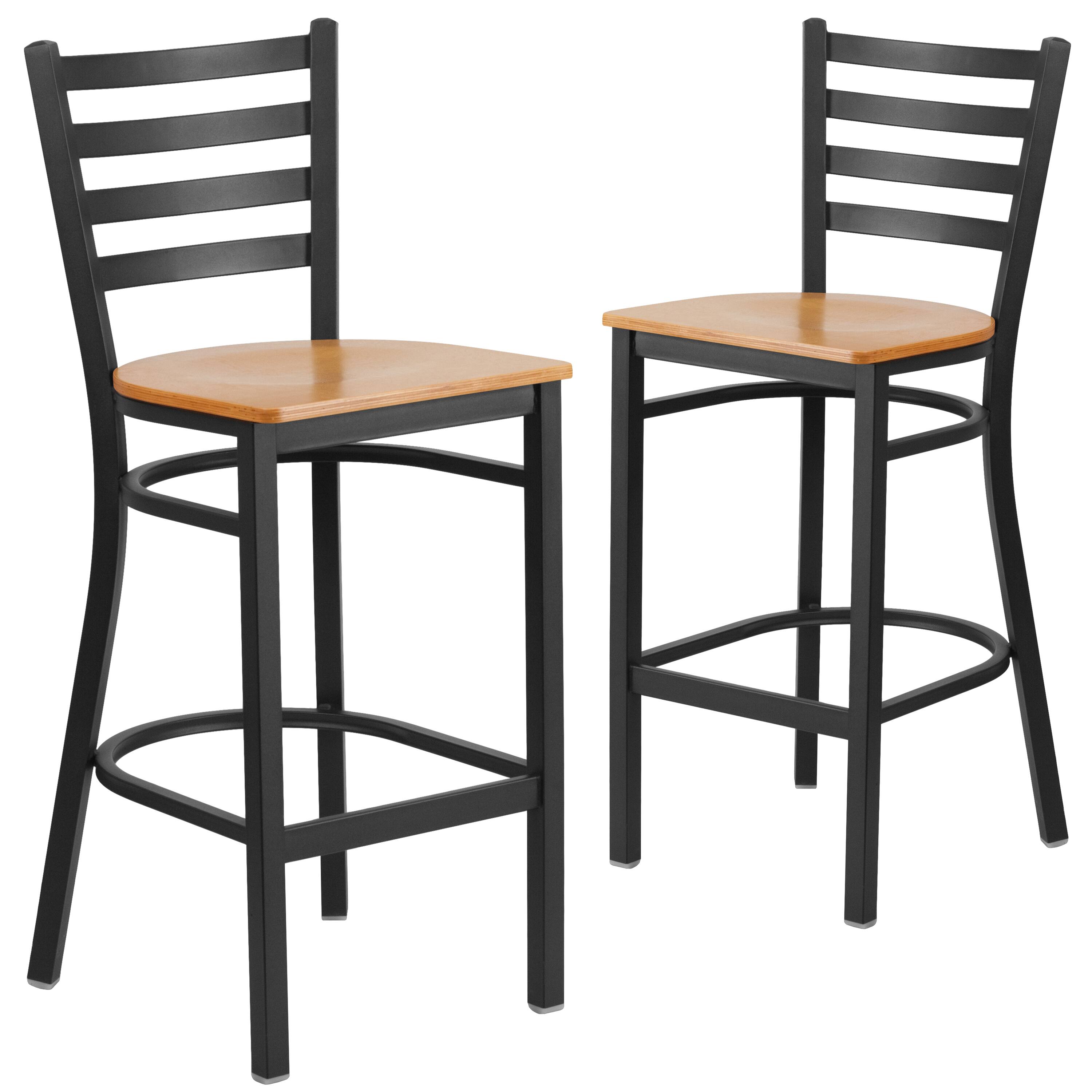 Natural Wood Seat/Black Metal Frame