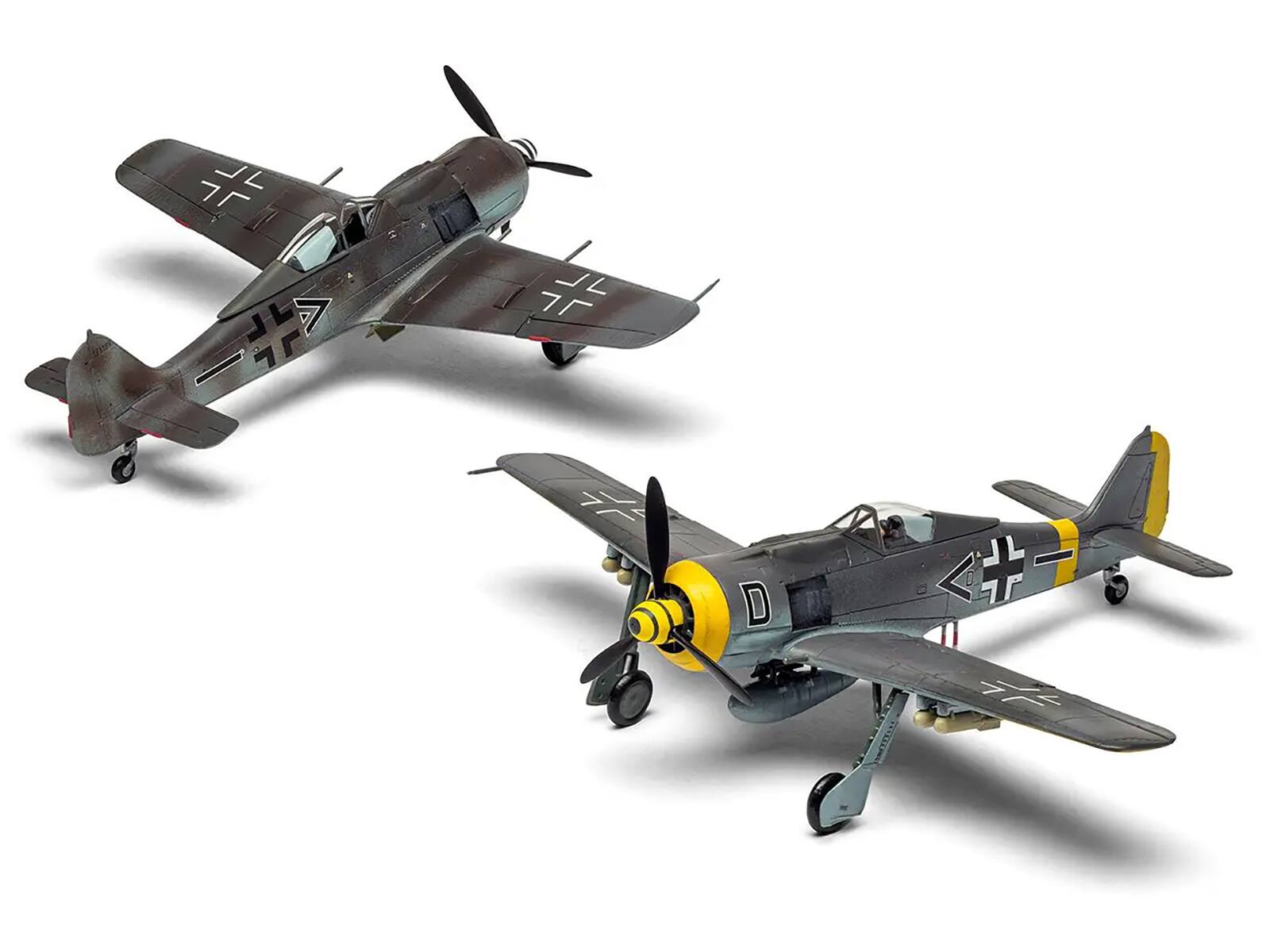 Angle. Airfix - Level 1 Model Kit Focke-Wulf Fw190-A8/F-8 Fighter Aircraft with 2 Scheme Options 1/72 Plastic Model Kit by Airfix - Multi.