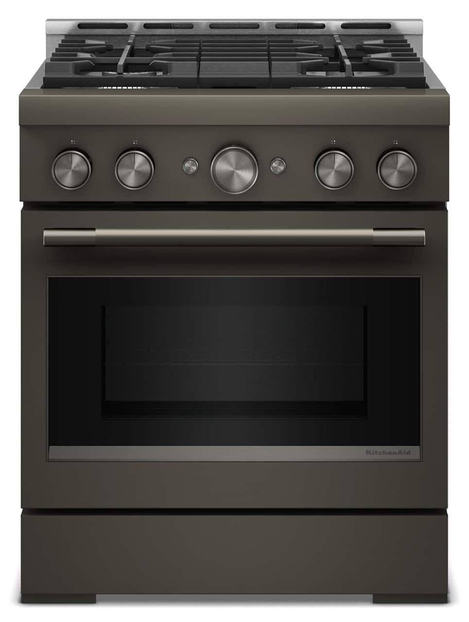 KitchenAid - 4.1 Cu. Ft Commercial Gas Range with No Preheat Air Fry Mode and 4 Burner - Black Ore - Front_Zoom