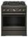 Front. KitchenAid - 4.1 Cu. Ft Commercial Gas Range with No Preheat Air Fry Mode and 4 Burner - Black Ore.