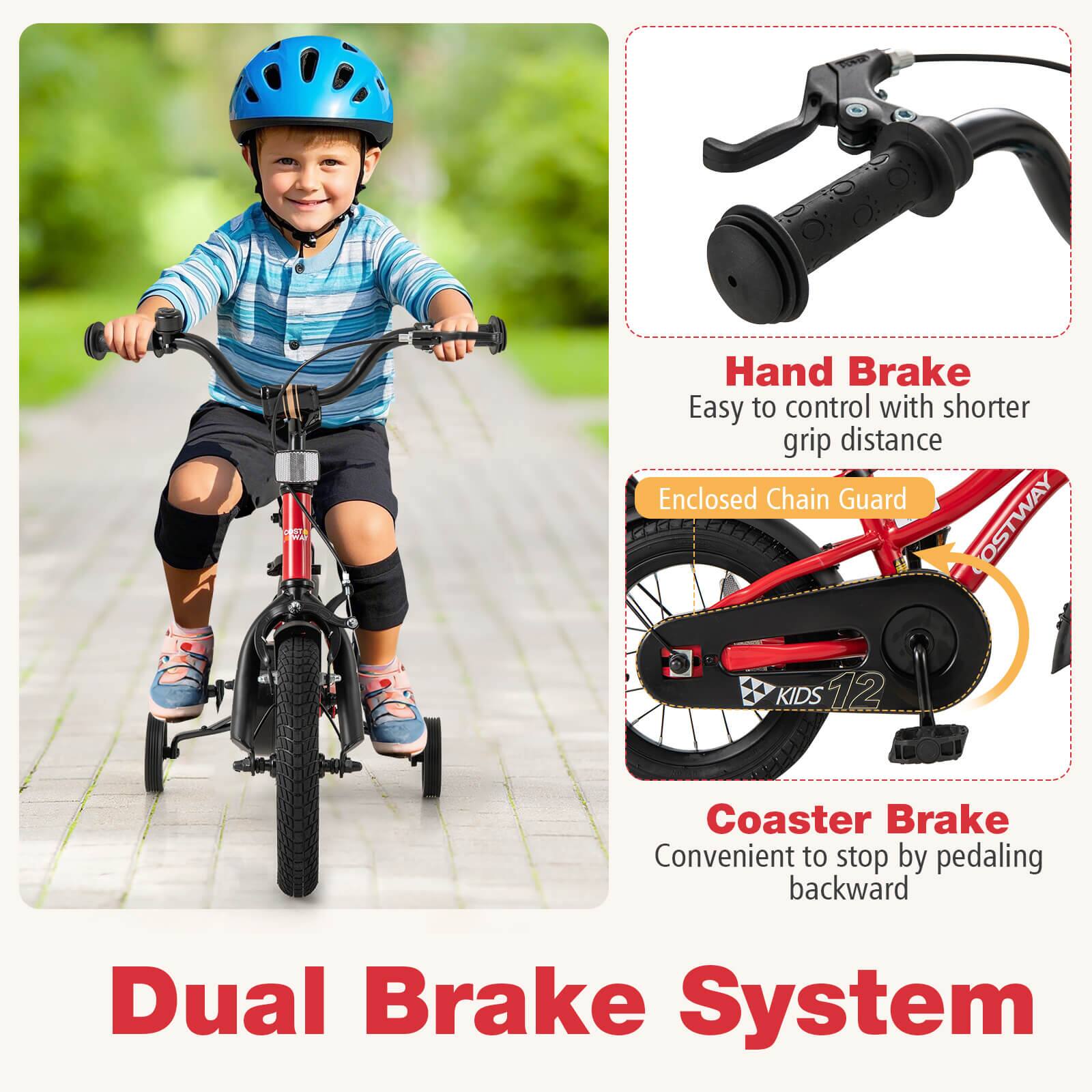 Dual Brake System

Hand Brake
Easy to control with shorter grip distance

Enclosed Chain Guard

Coaster Brake
Convenient to stop by pedaling backward