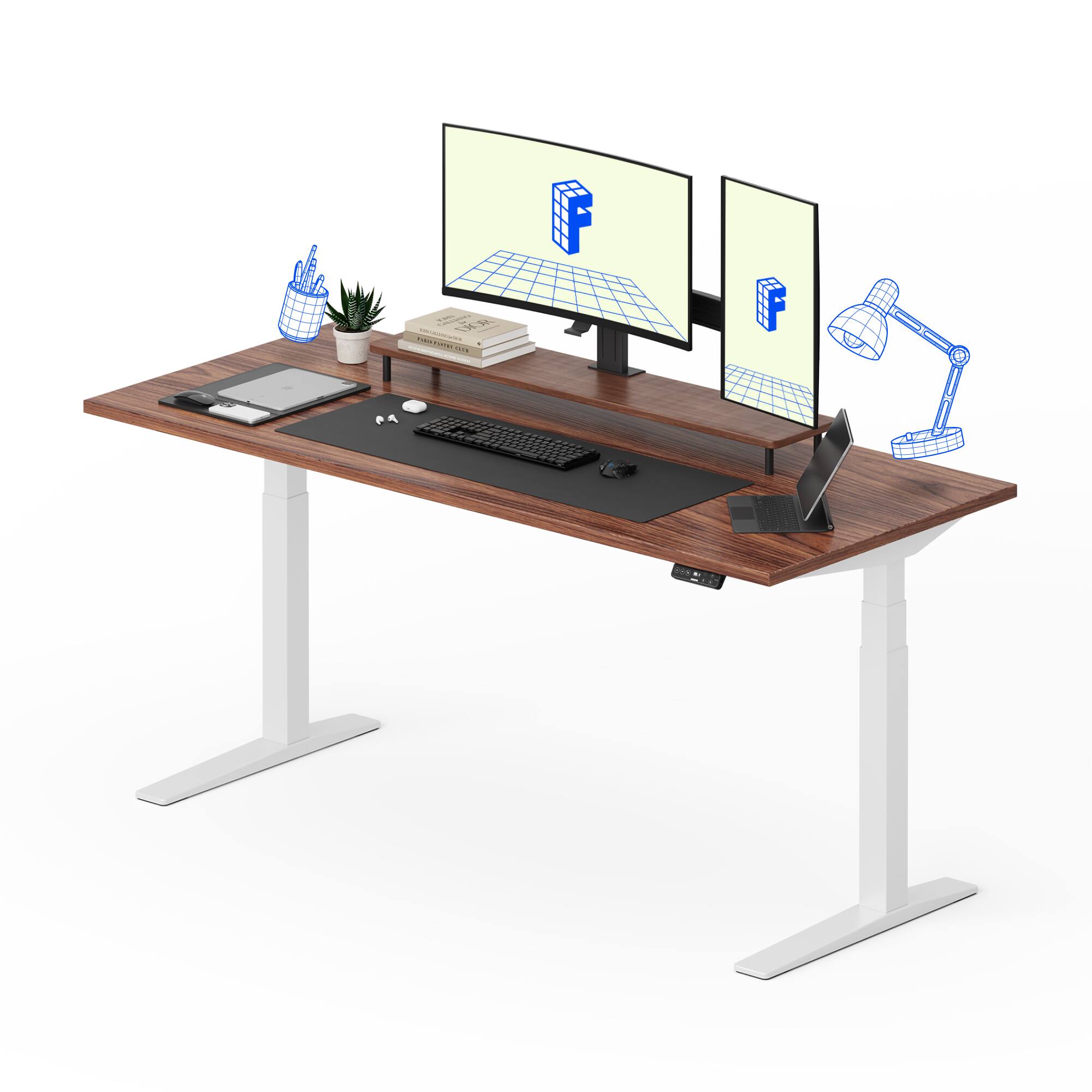 Alt View 7. FlexiSpot - FlexiSpot E7 55''W Electric Adjustable Standing Desk Chipboard, Black/White - Black.